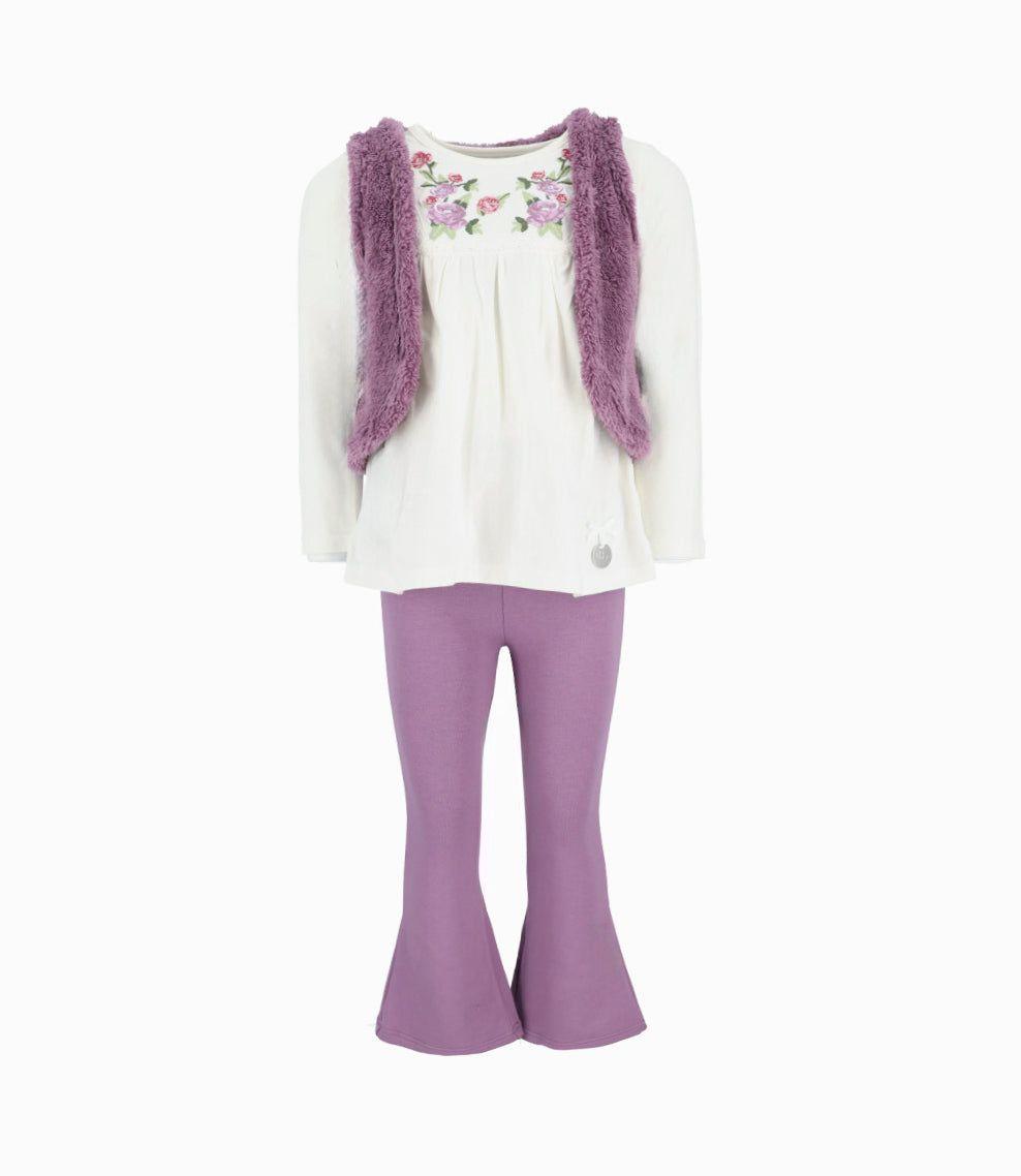 Conjunto niña de polera, chaqueta y calzas morado Limonada-0