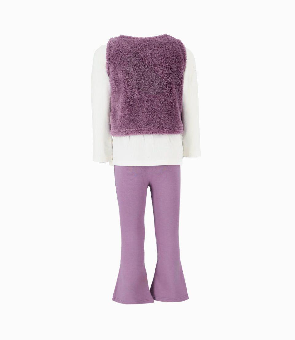 Conjunto niña de polera, chaqueta y calzas morado Limonada-1