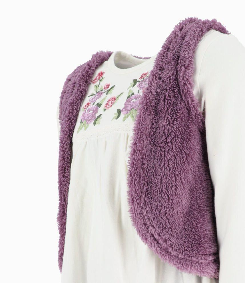 Conjunto niña de polera, chaqueta y calzas morado Limonada-2