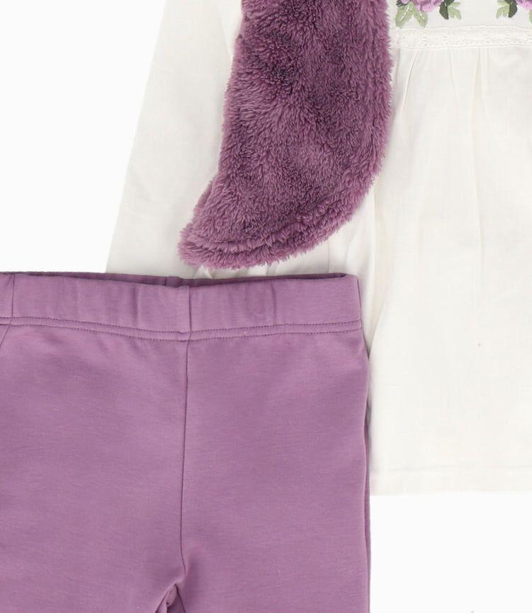 Conjunto niña de polera, chaqueta y calzas morado Limonada-3