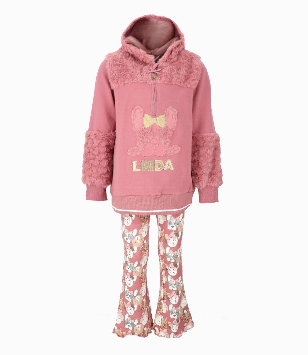 Conjunto niña con polerón y calzas coral Limonada-0