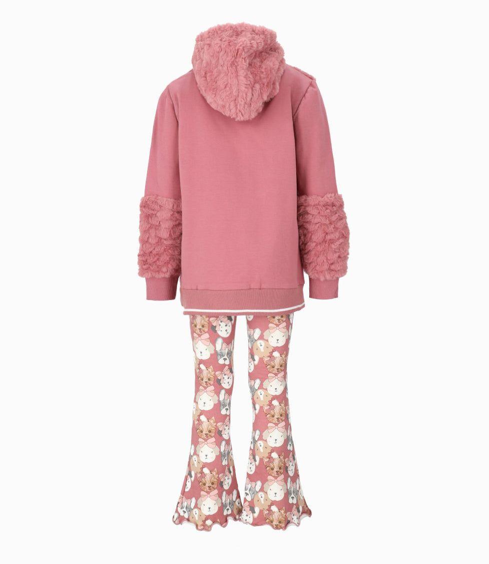 Conjunto niña con polerón y calzas coral Limonada-1