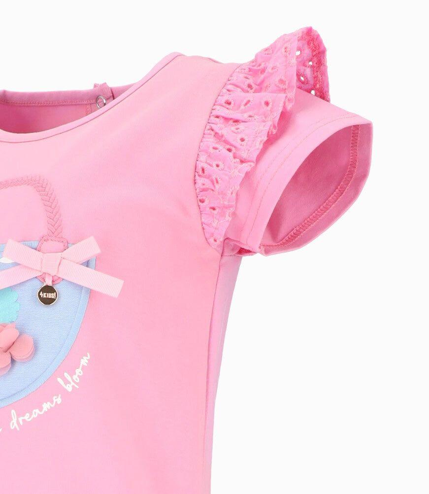 Polera manga corta niña con vuelos rosado 4 Kids-3