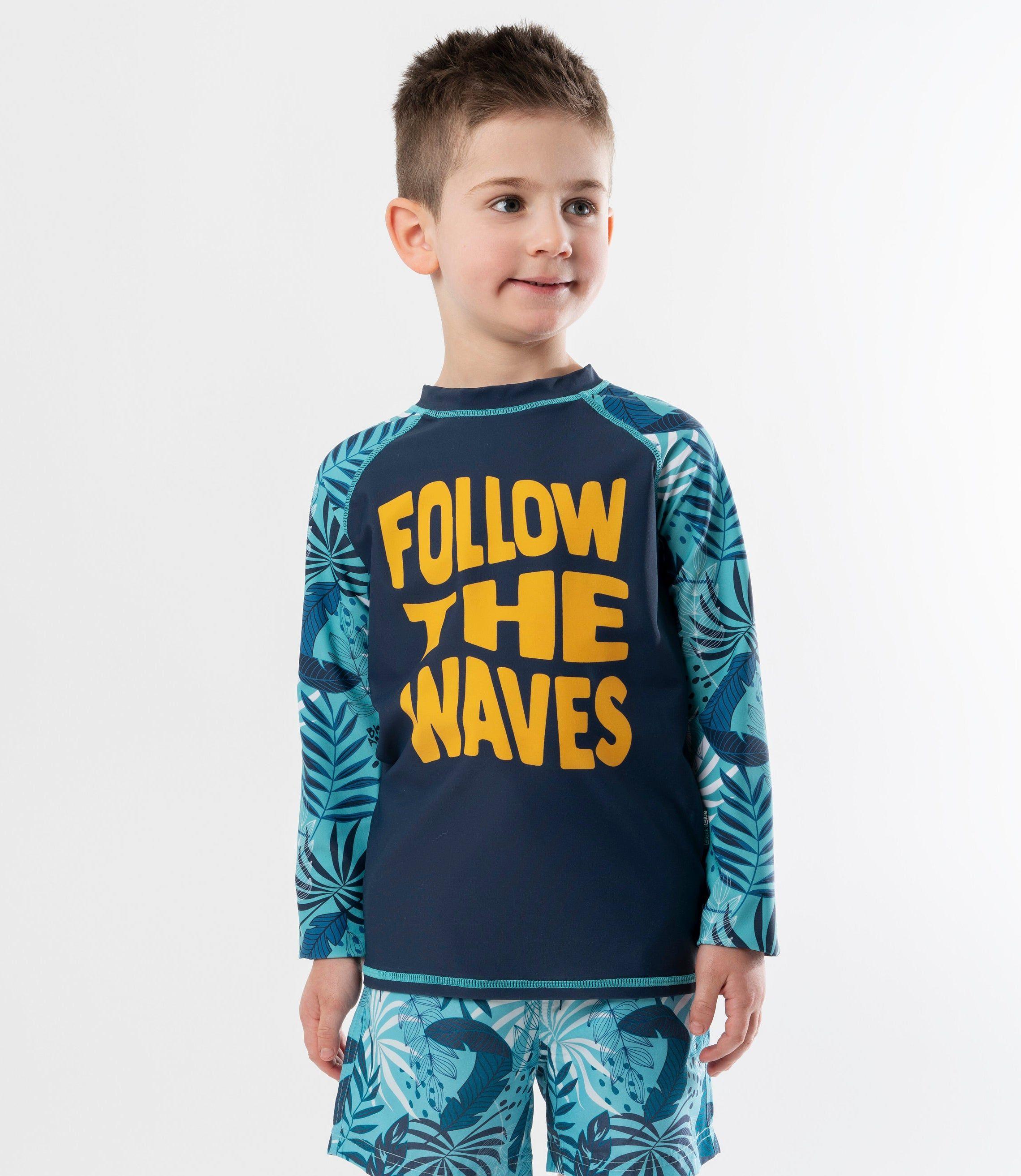 Traje de baño niño con hojas azul Black and Blue-0