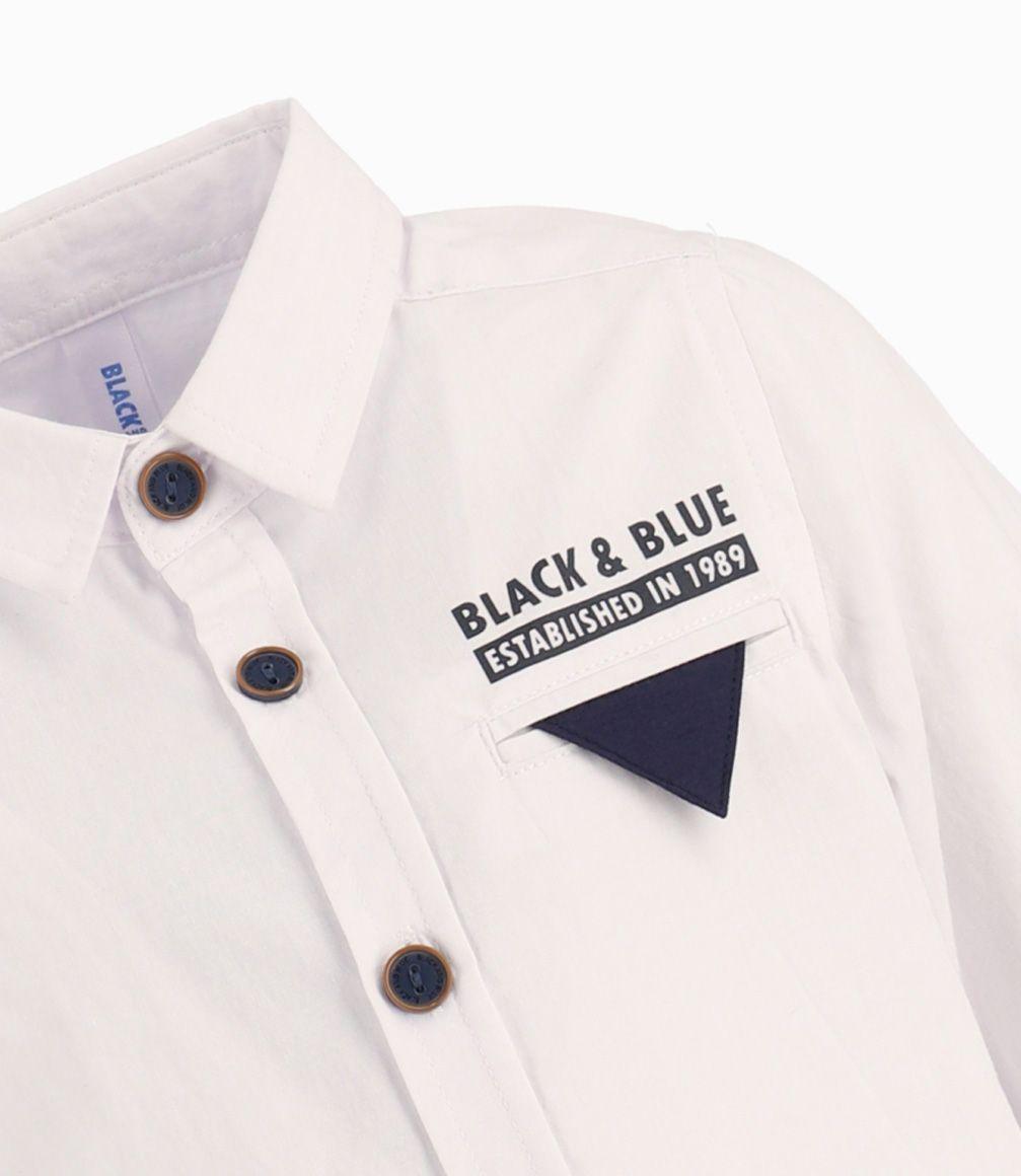 Camisa Bebé Con bolsillo de pañuelo Black and Blue Blanco-1