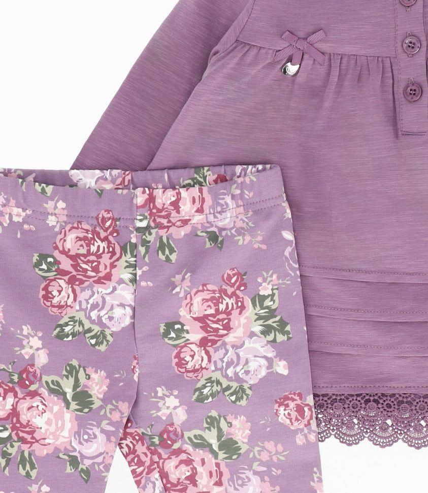 Conjunto bebé de polera y calzas morado Limonada-3