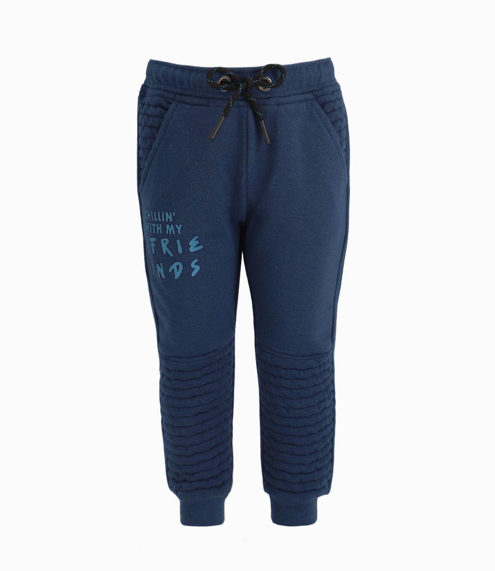 Pantalón Buzo Bebé Niño Azul Piedra Black and Blue-0