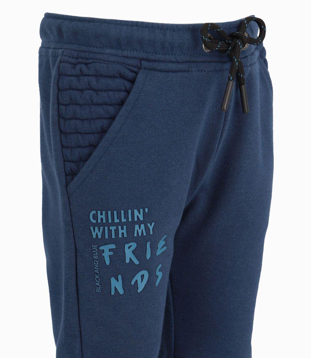 Pantalón Buzo Bebé Niño Azul Piedra Black and Blue-2