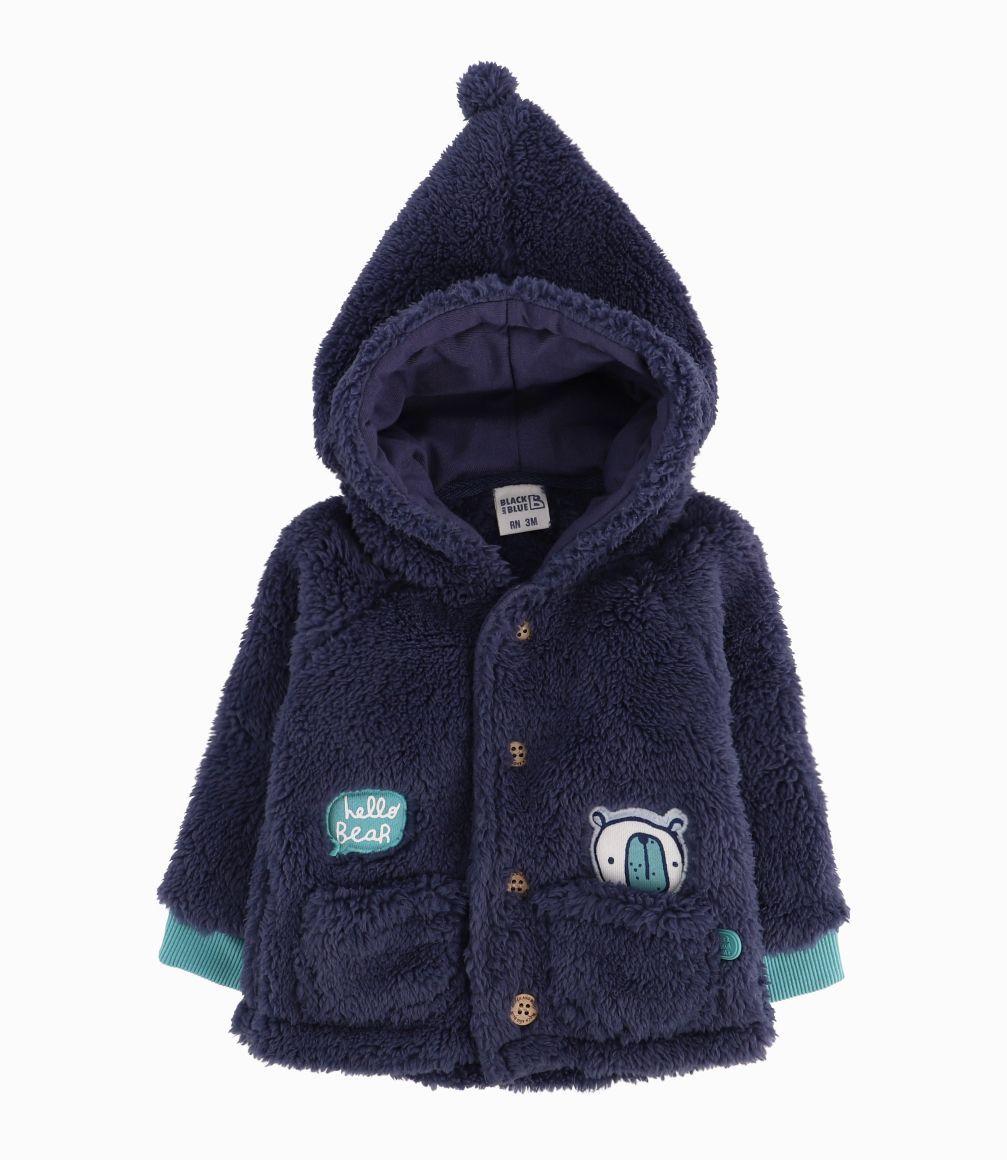 Poleron Recién Nacido Con Osito Black And Blue Azul Piedra-0