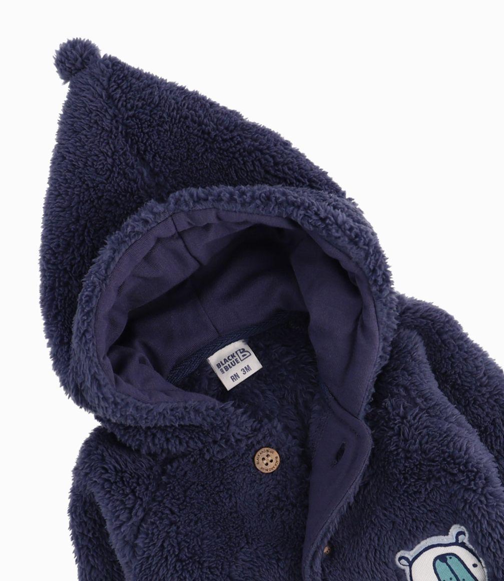 Poleron Recién Nacido Con Osito Black And Blue Azul Piedra-1