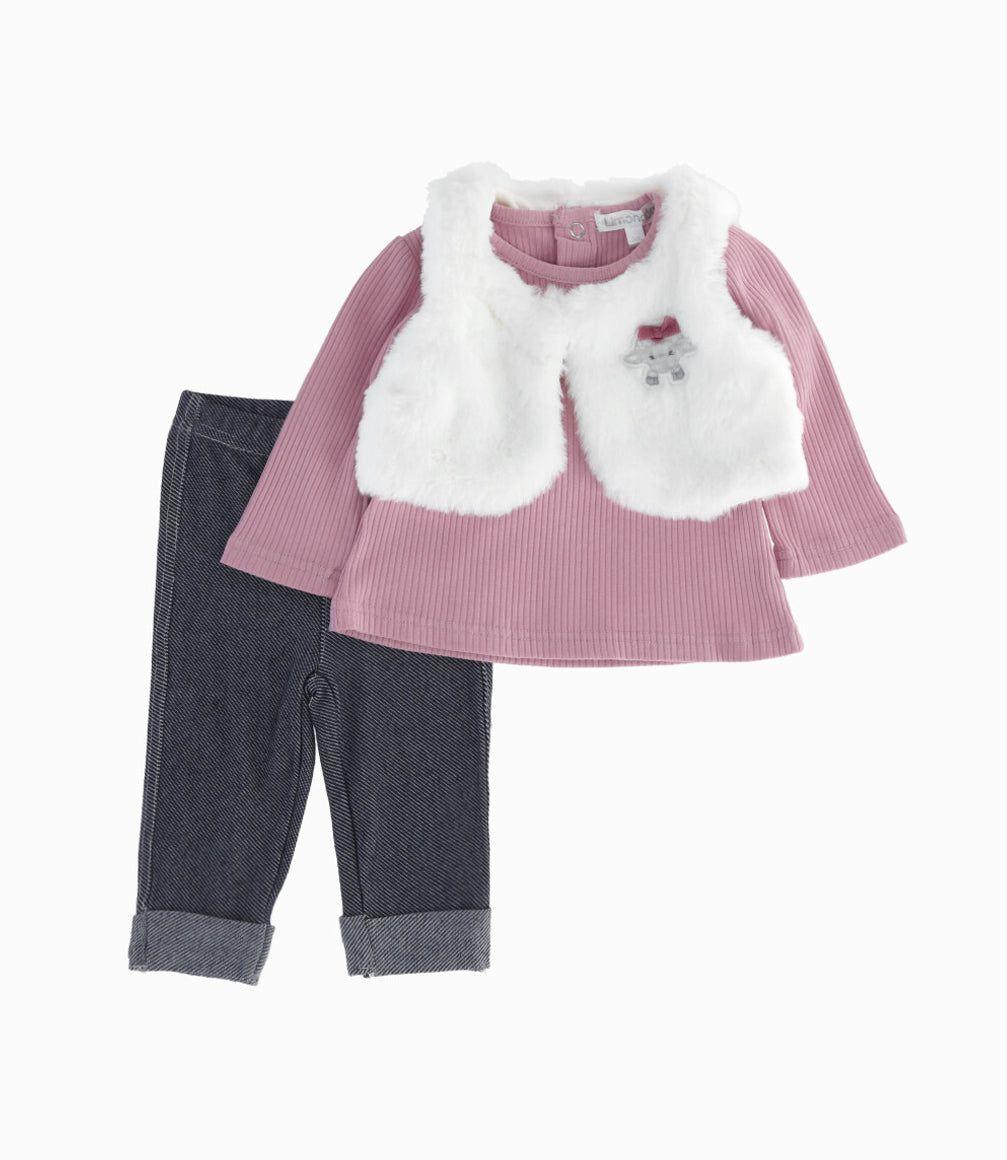 Conjunto bebés con bolero palo rosa Limonada-0
