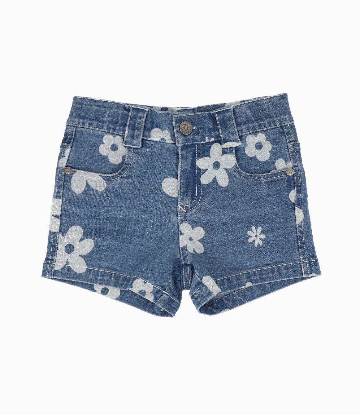 Short niña con flores celeste Limonada-0