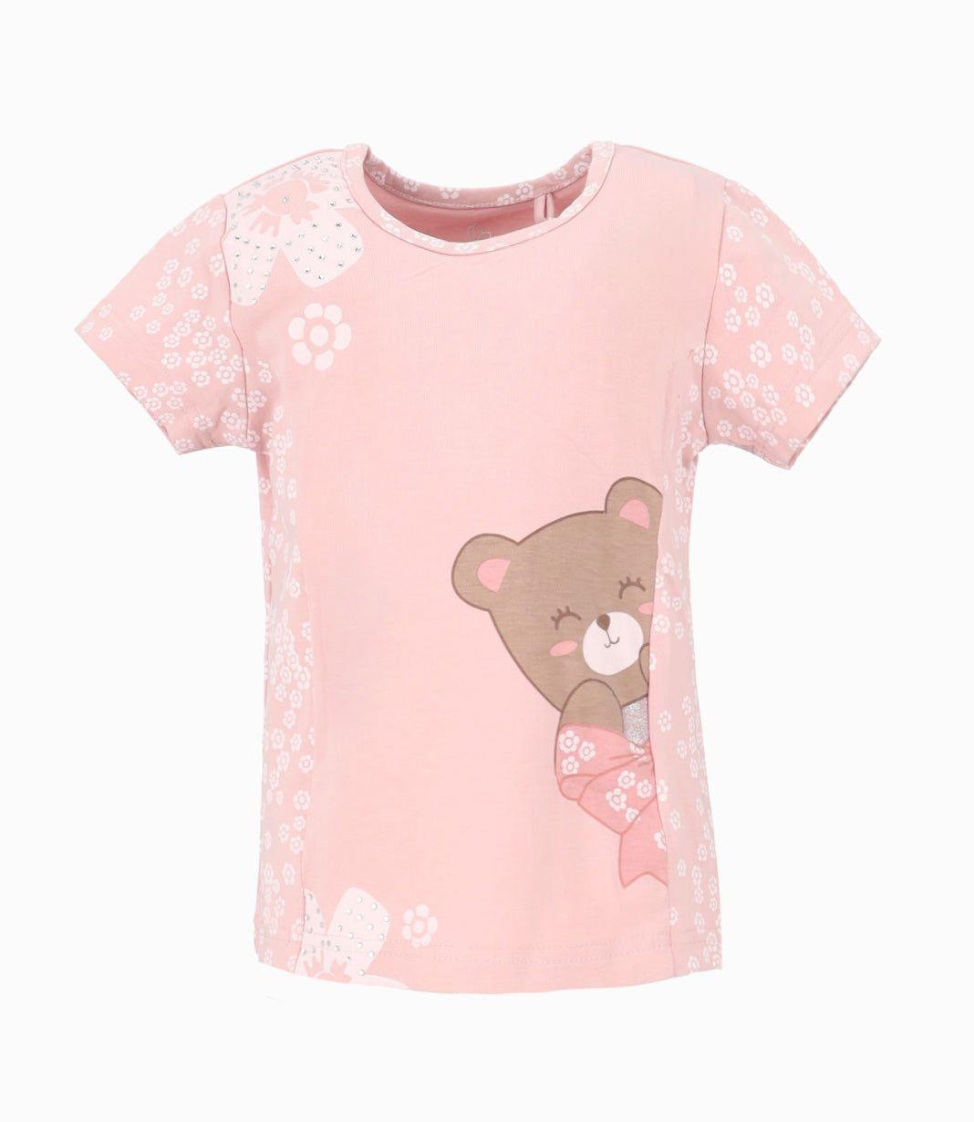 Polera manga corta niña con ositos rosado Limonada-0