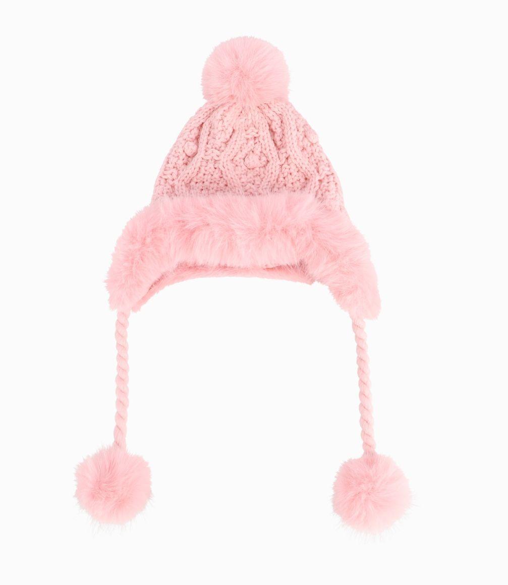 Gorro Niña Tejido Limonada Rosado-0
