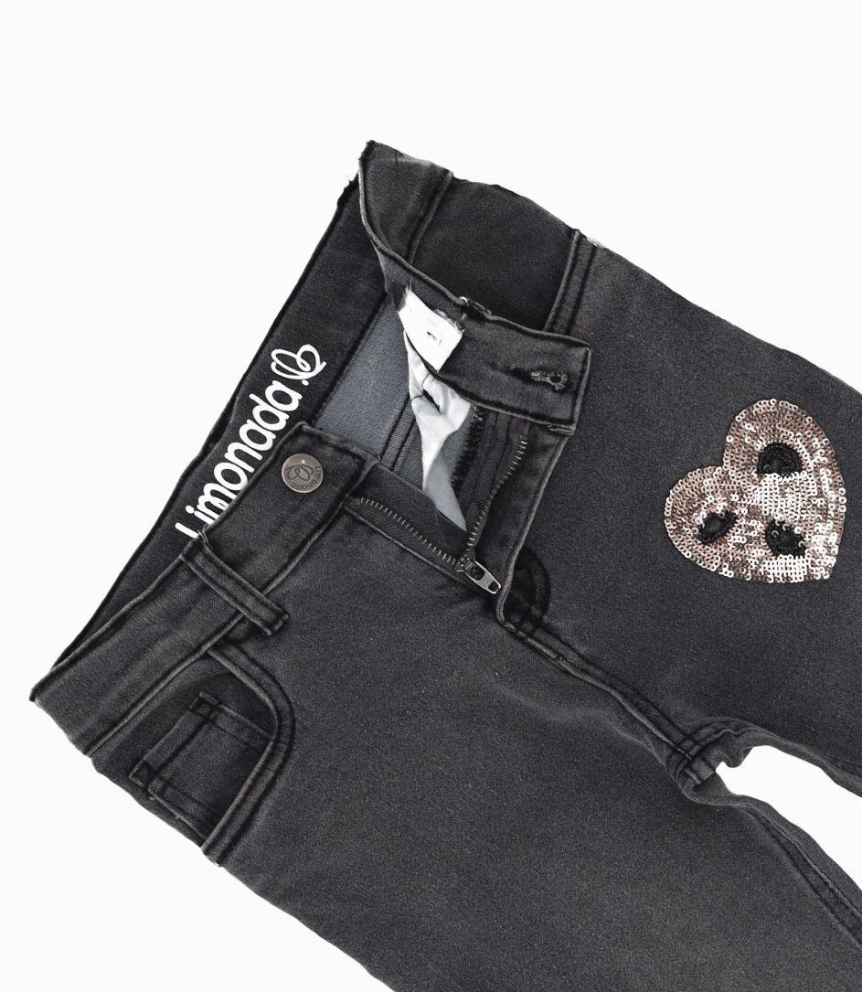 Jeans niña con flecos gris Limonada-2