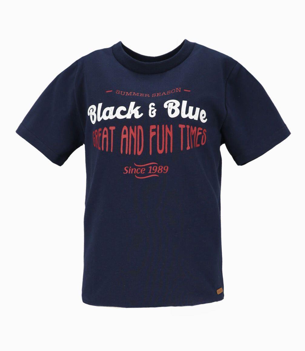 Polera manga corta niño diseño azul marino Black and Blue-1