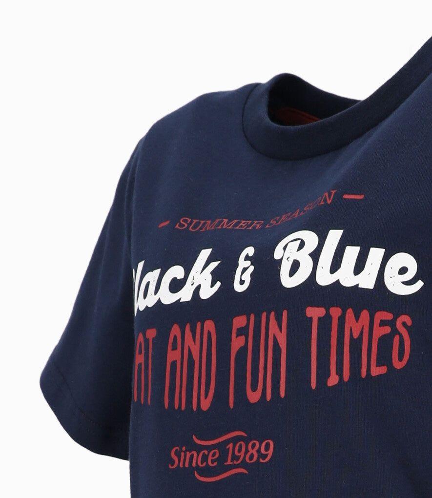 Polera manga corta niño diseño azul marino Black and Blue-3