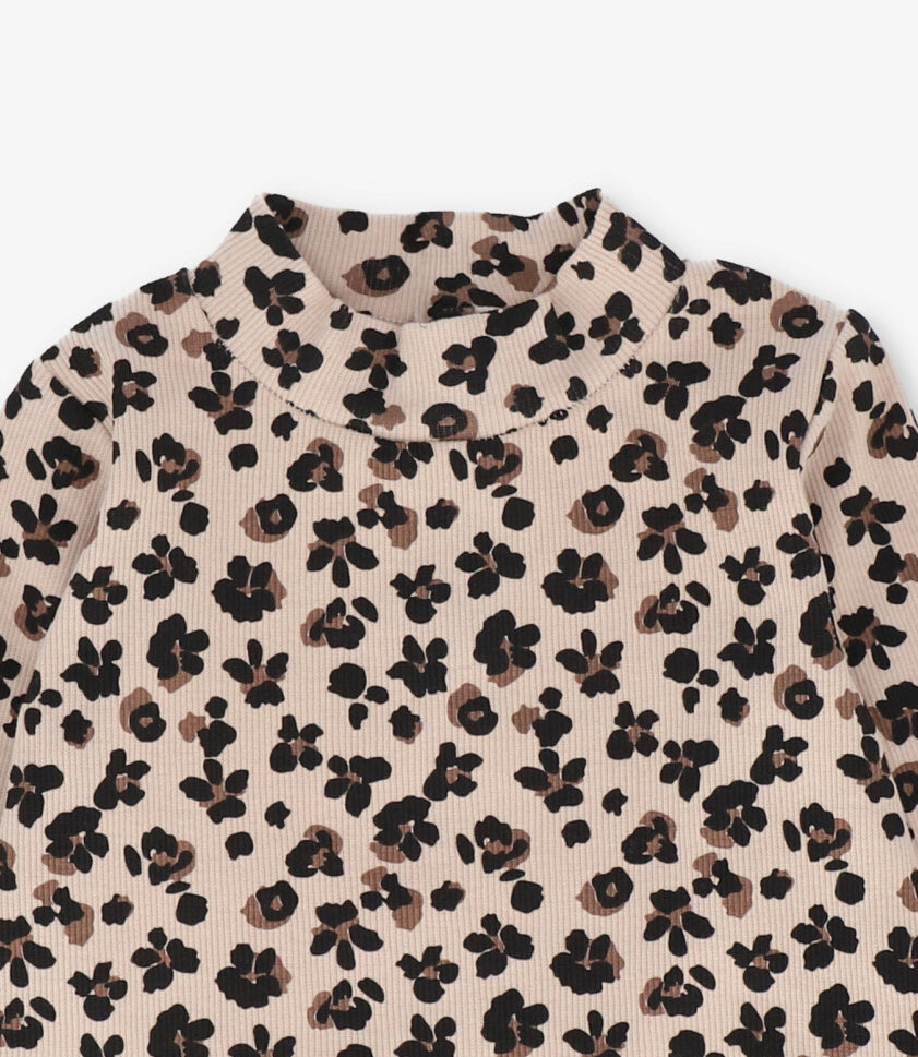 Polera manga larga niña animal print beige Limonada-3