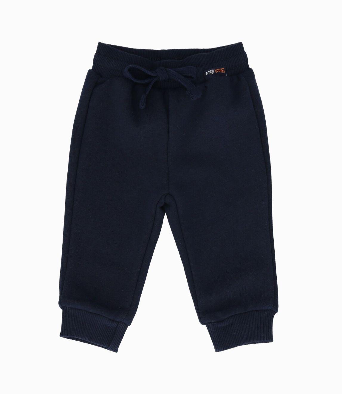 Pantalón de buzo bebés básico azul marino Black and Blue-0