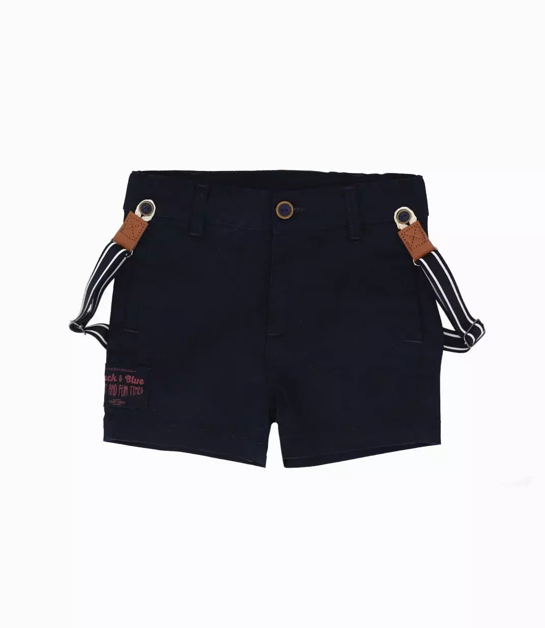 Bermuda bebé con suspensores azul marino Black and Blue-0