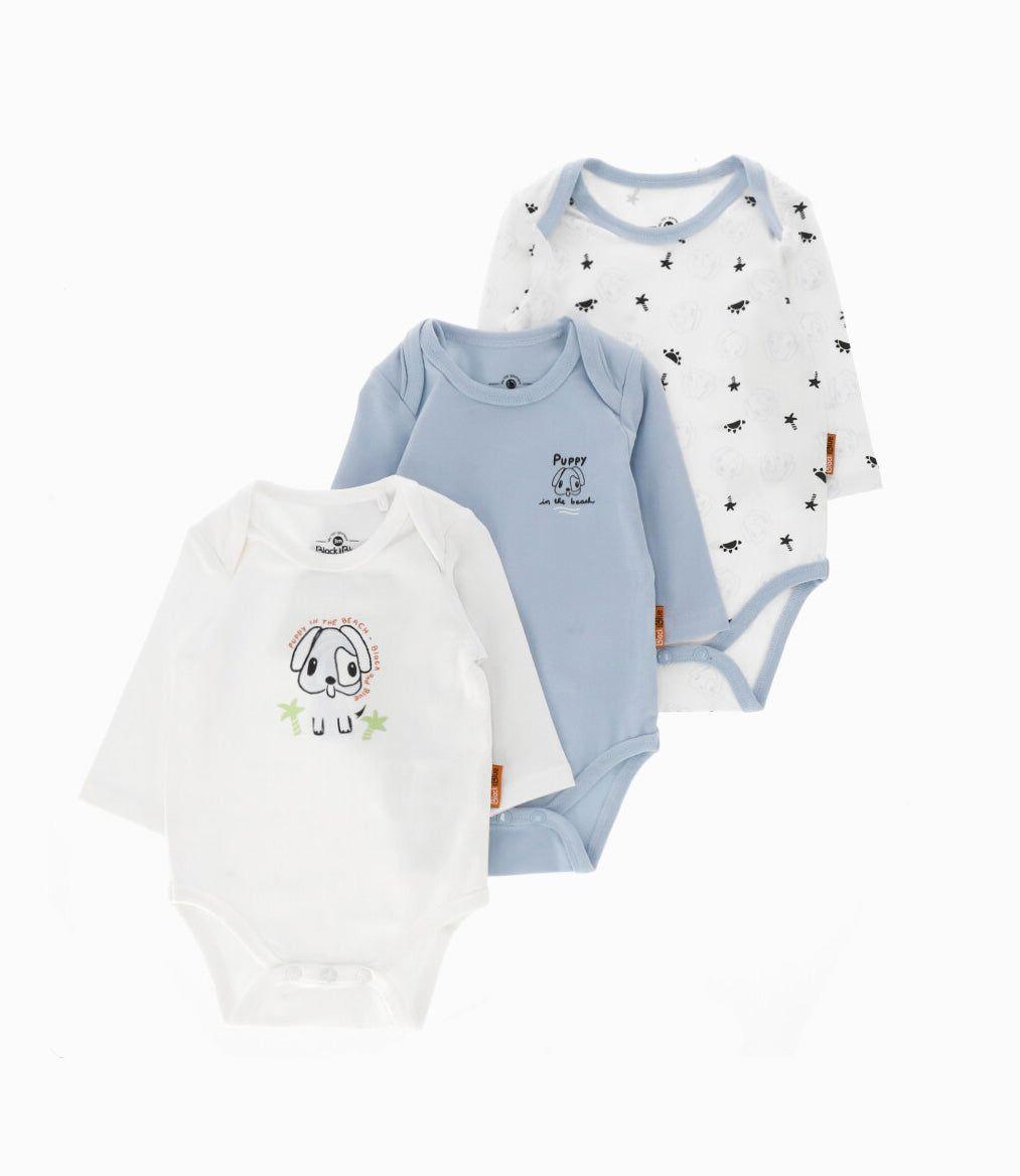 Pack Body recién nacido con perritos Blanco Black And Blue-0
