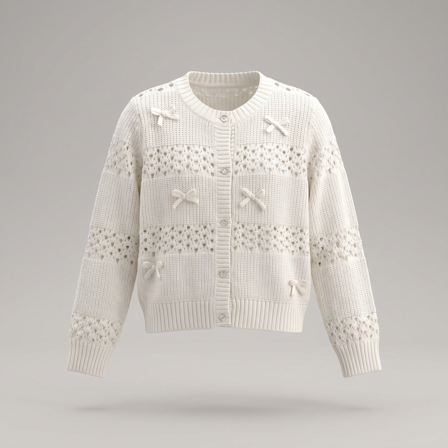 Chaleco niña cardigan con lazos L11061270203 crudo Limonada-1