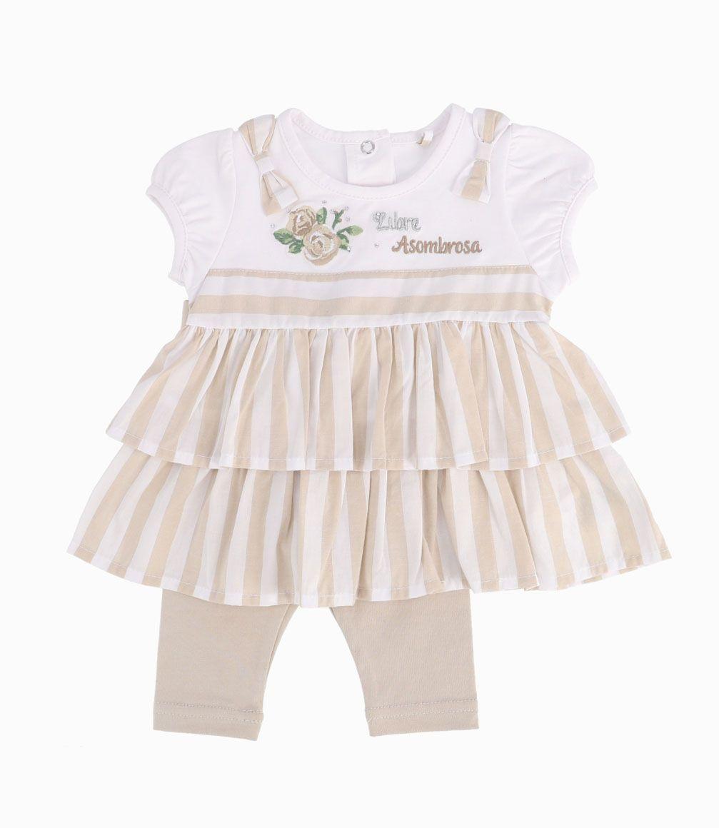 Conjunto Con Mangas Elásticas Recién Nacida Beige Limonada-0