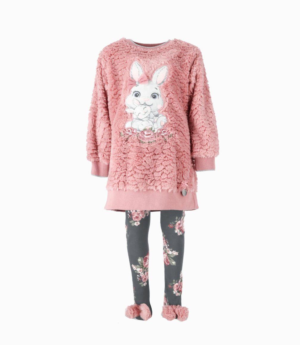 Conjunto niña de polerón y calzas palo rosa Limonada-0