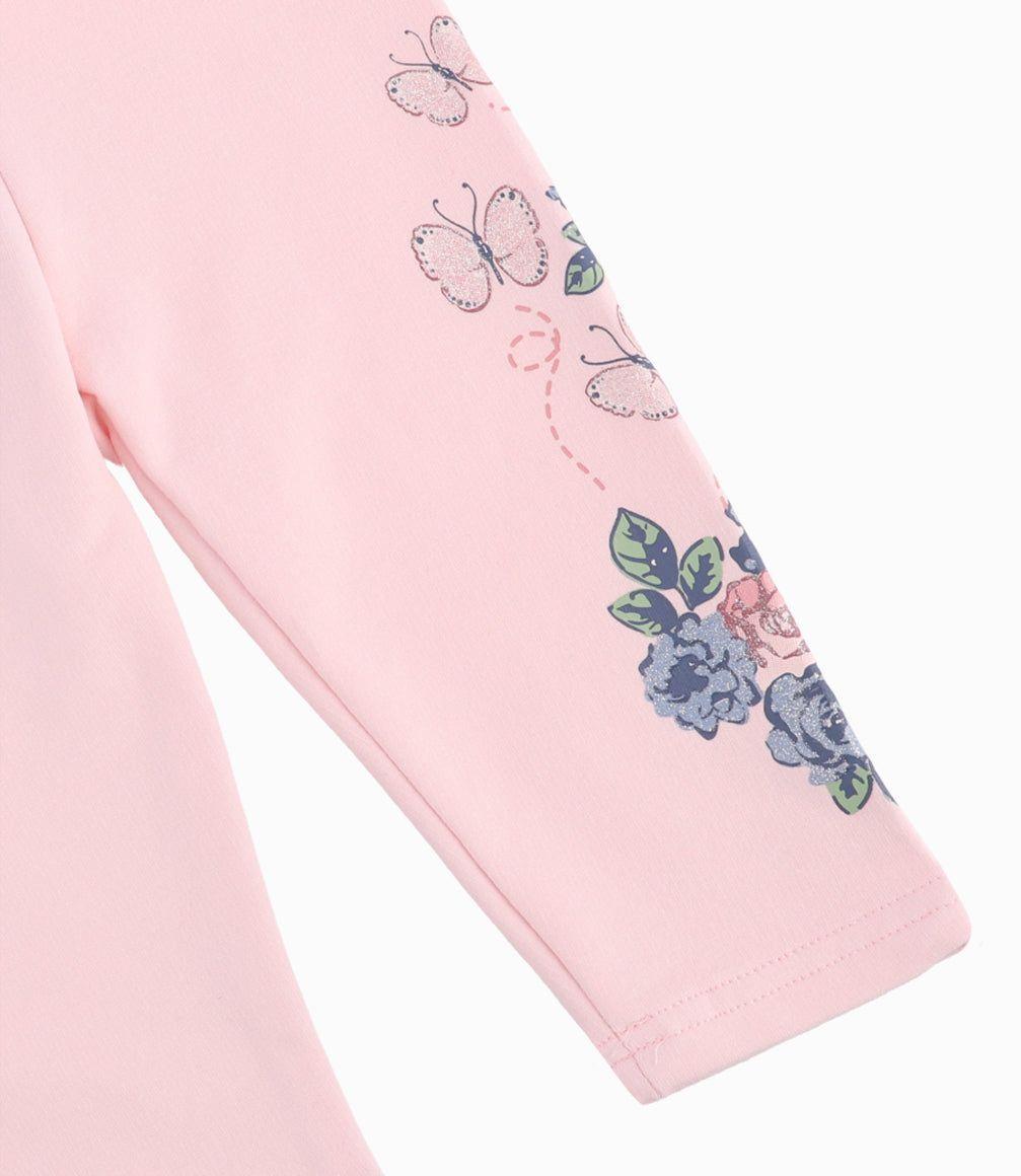 Calza Bebé Niña Con Flores Y Mariposas Limonada Rosado-2