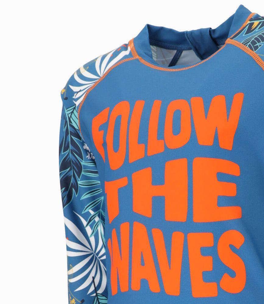 Traje de baño niño con hojas azul marino Black and Blue-1