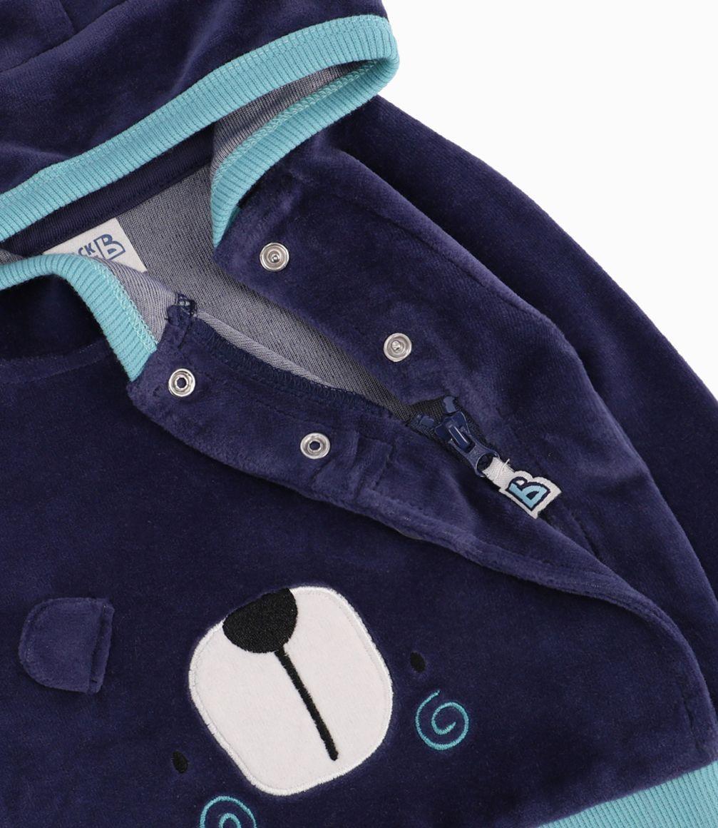 Buzo Recién Nacido Con Oso Y Orejas Black And Blue Azul Piedra-1