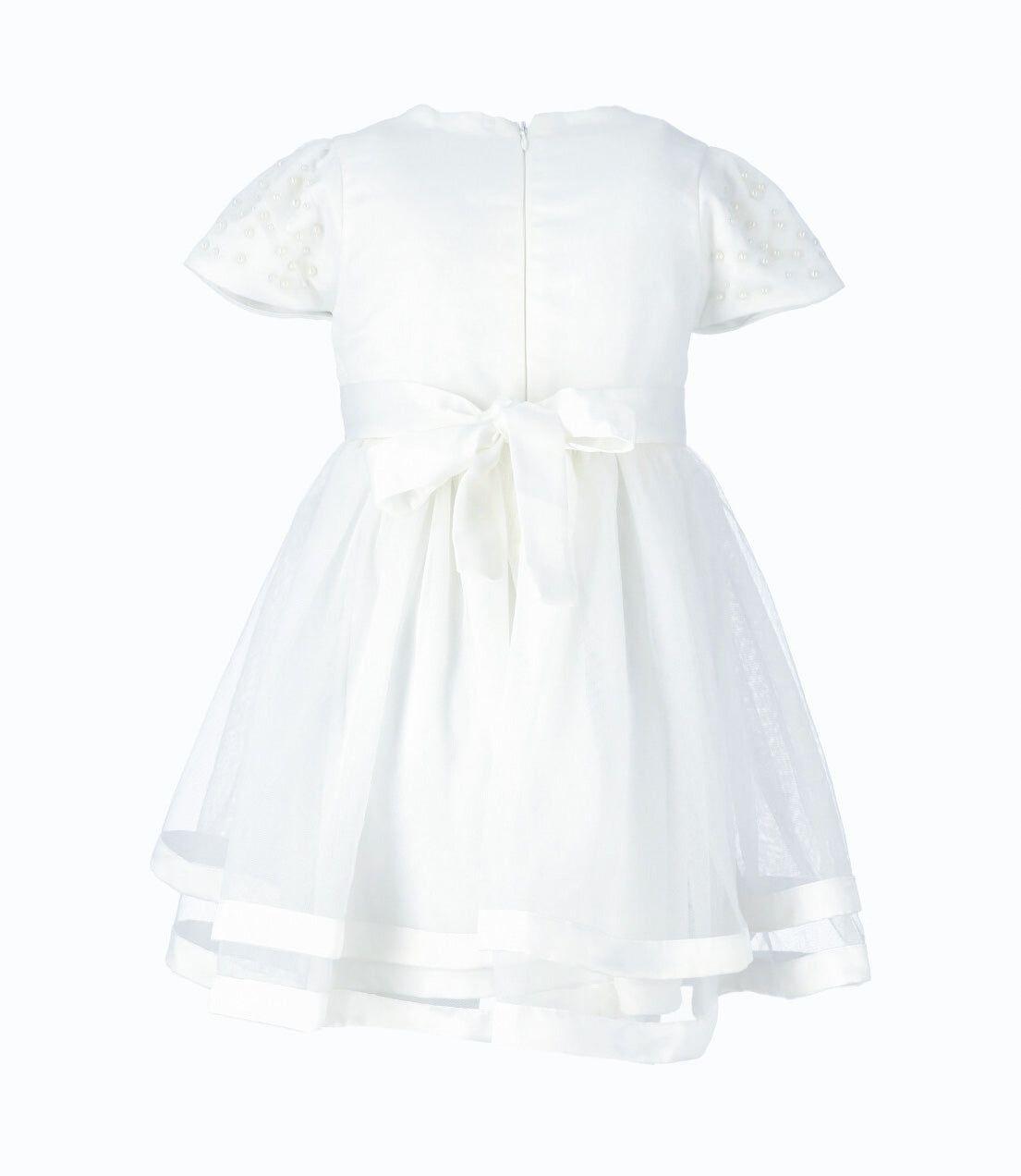 Vestido niña con perlas  crudo Limonada-2