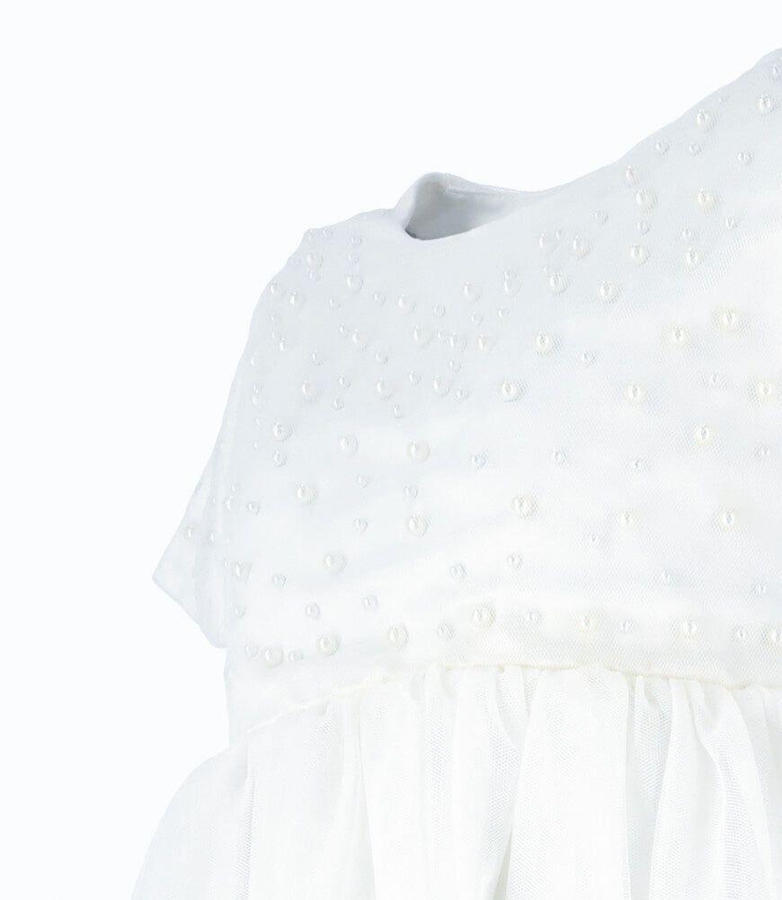 Vestido niña con perlas  crudo Limonada-3