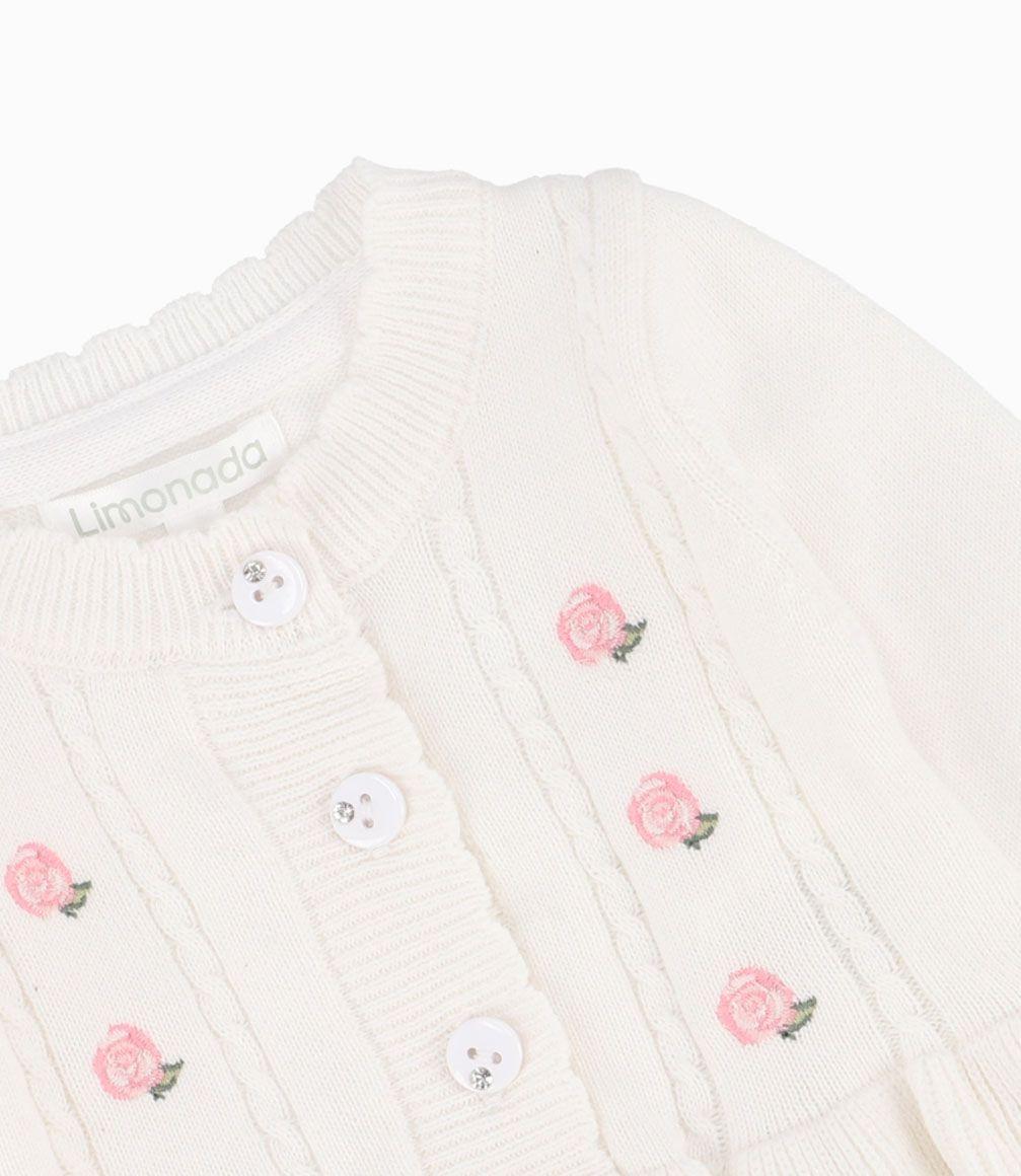 Chaleco Con Flores Bordadas Recién Nacida Blanco Limonada-1