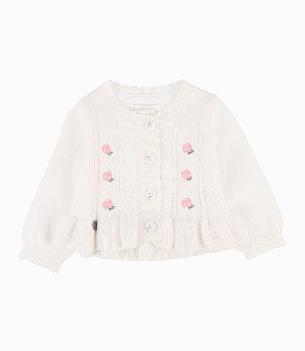 Chaleco Con Flores Bordadas Recién Nacida Blanco Limonada-0