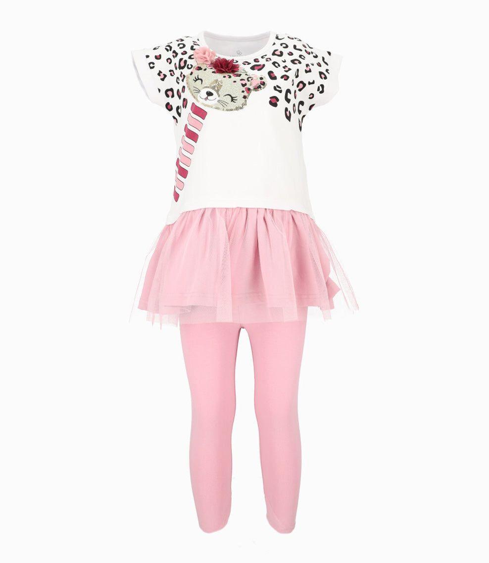 Conjunto niña con tul palo rosa Limonada-0