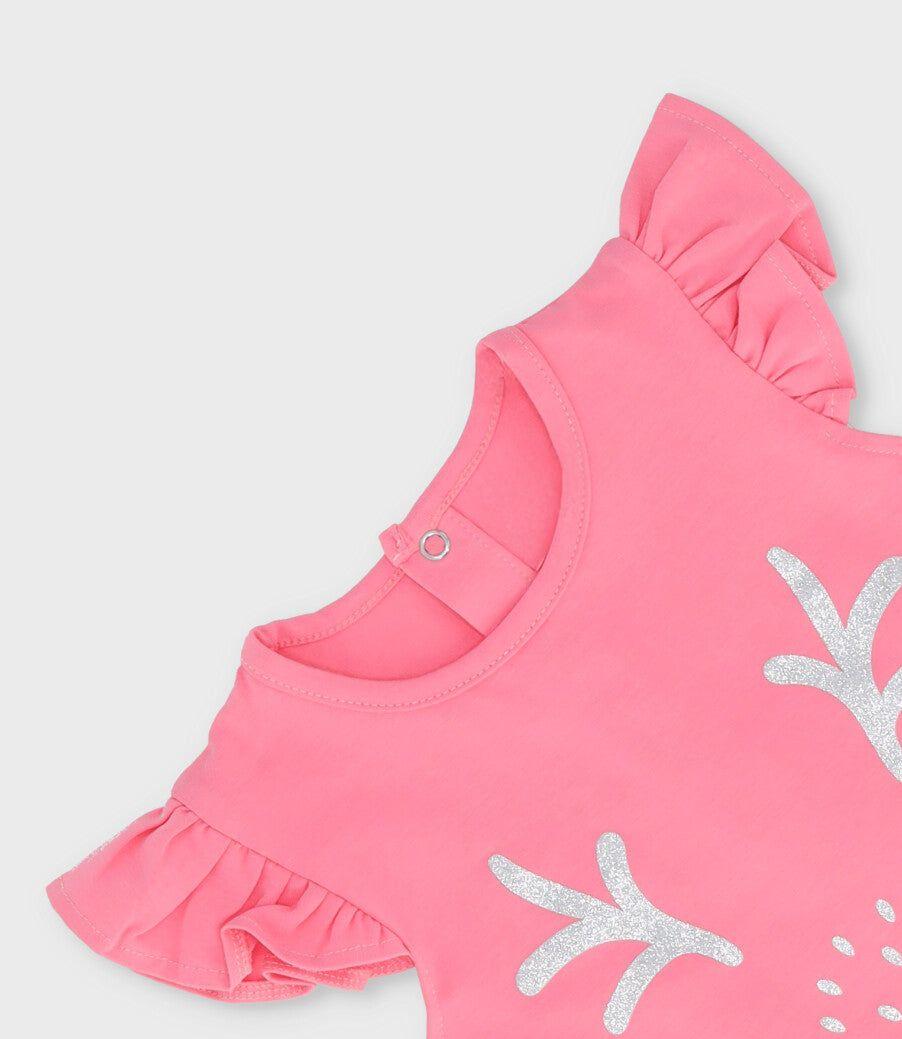 Polera manga corta bebé con ciervo coral Limonada-2