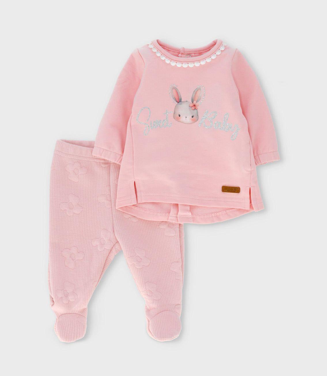 Conjunto recién nacida con conejos y flores rosado Limonada-0