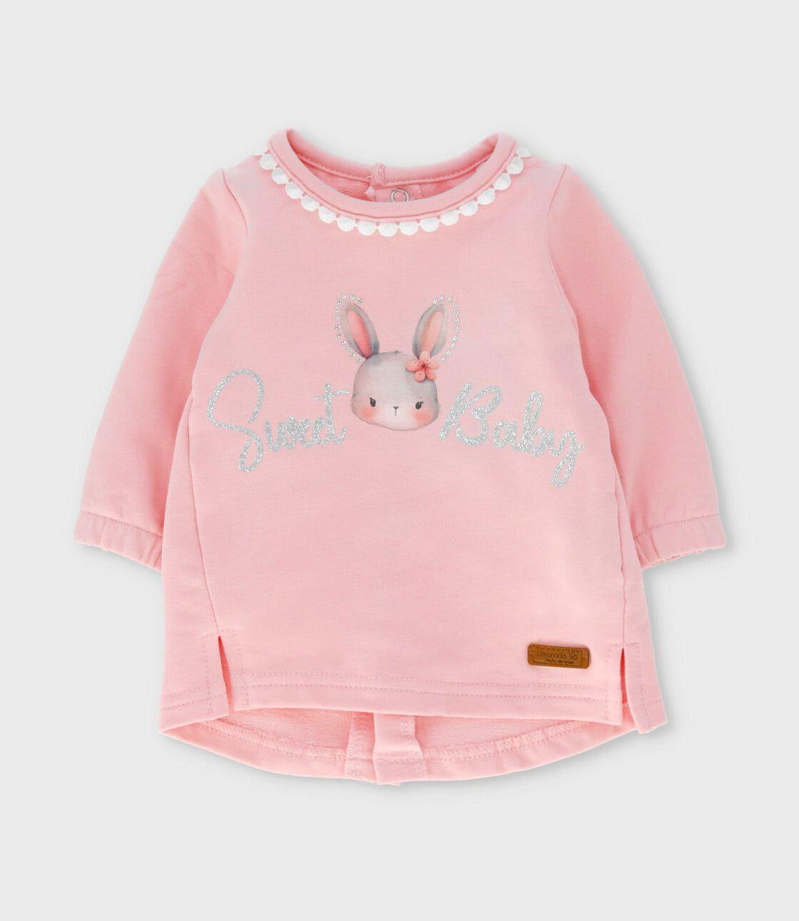 Conjunto recién nacida con conejos y flores rosado Limonada-1