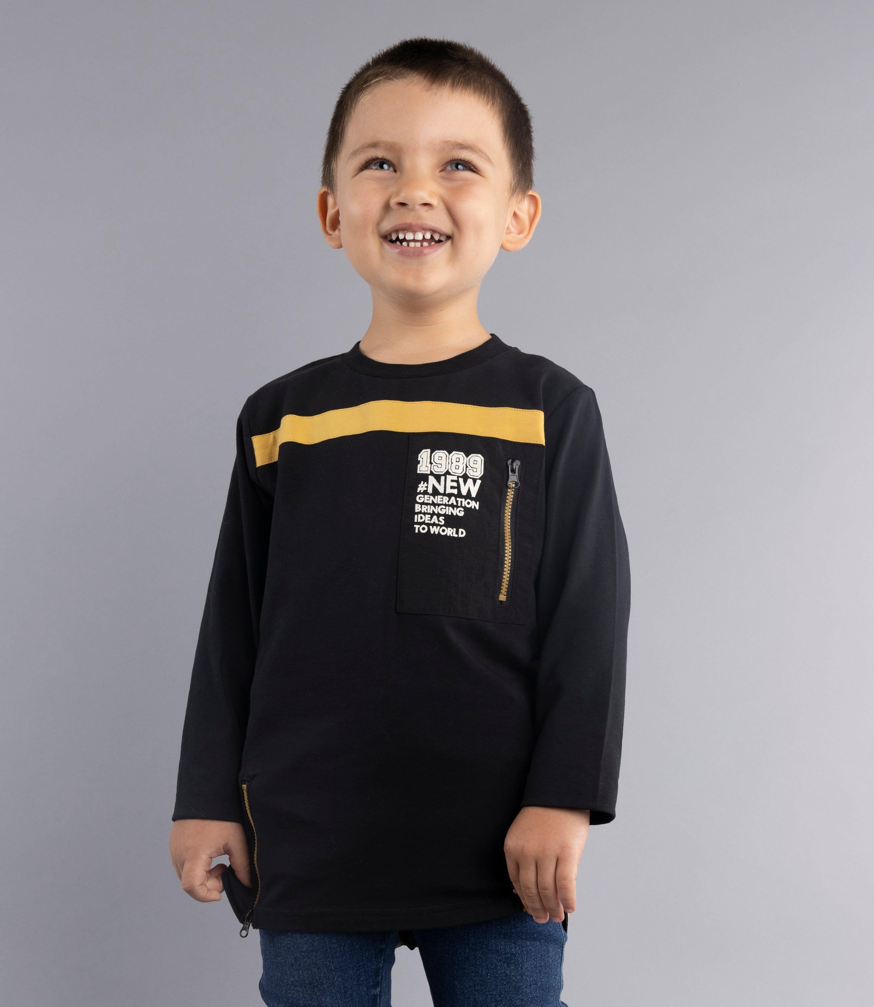 Polera Niño Con Detalle Cremallera Black And Blue Negro-0