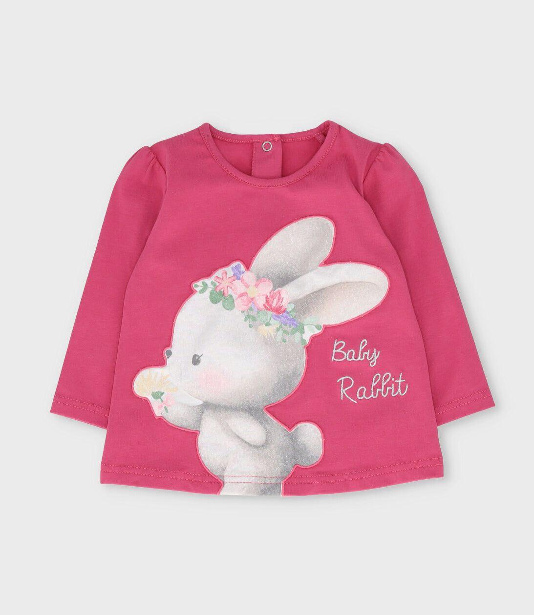Polera manga larga bebé estampado de conejo carmín Limonada-0