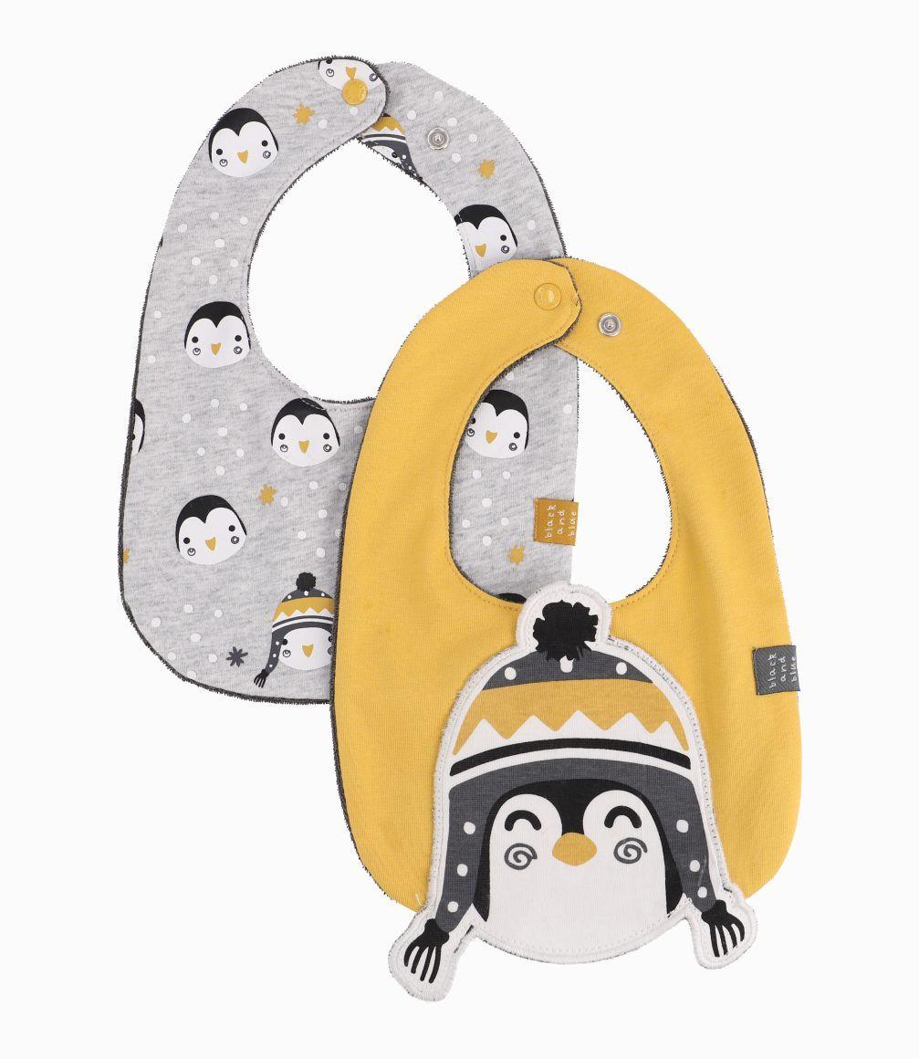 Pack Babero Recién Nacido De Pingüino Black And Blue Mostaza-0