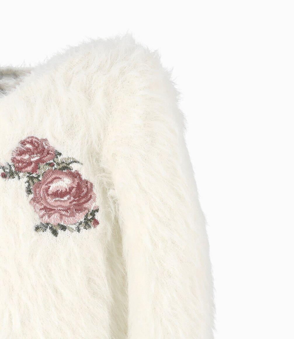 Chaleco bebé con flores bordadas blanco Limonada-2