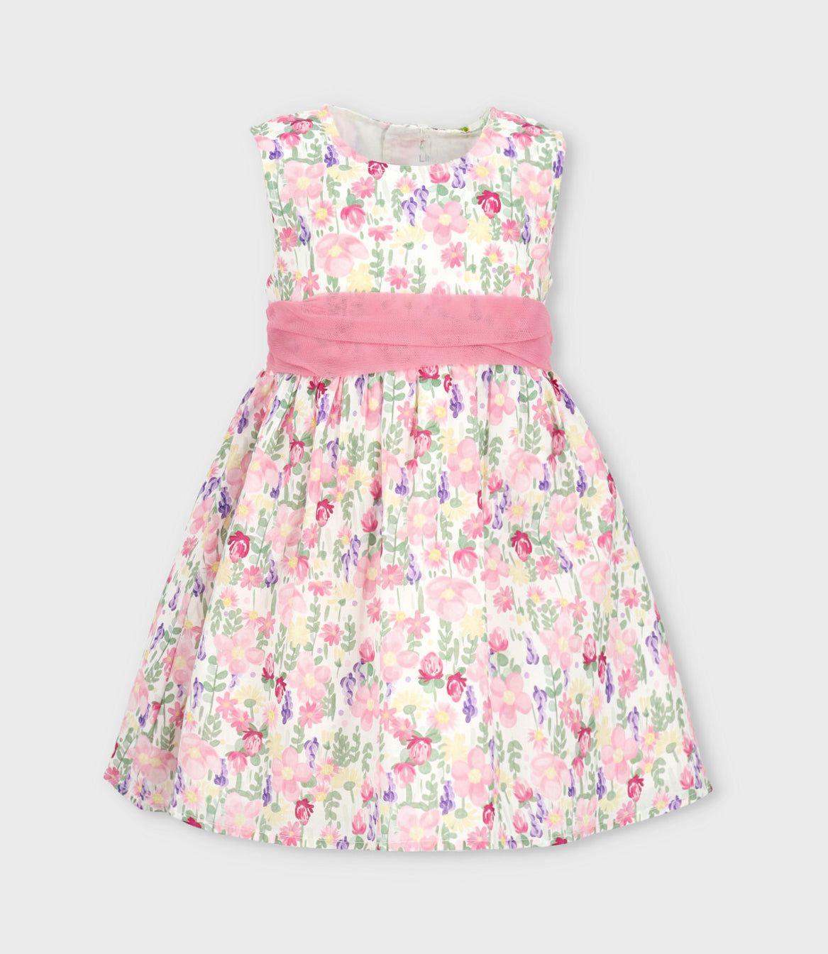 Vestido bebé floreado con bolero crudo Limonada-3