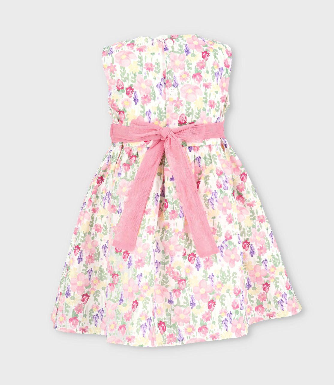 Vestido bebé floreado con bolero crudo Limonada-4