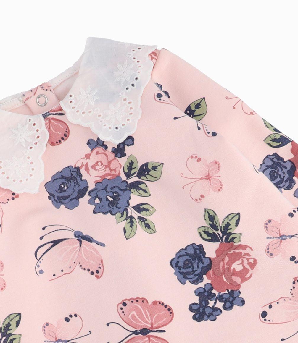 Conjunto Recién Nacida Con Mariposas Y Flores Limonada Palo Rosa-2