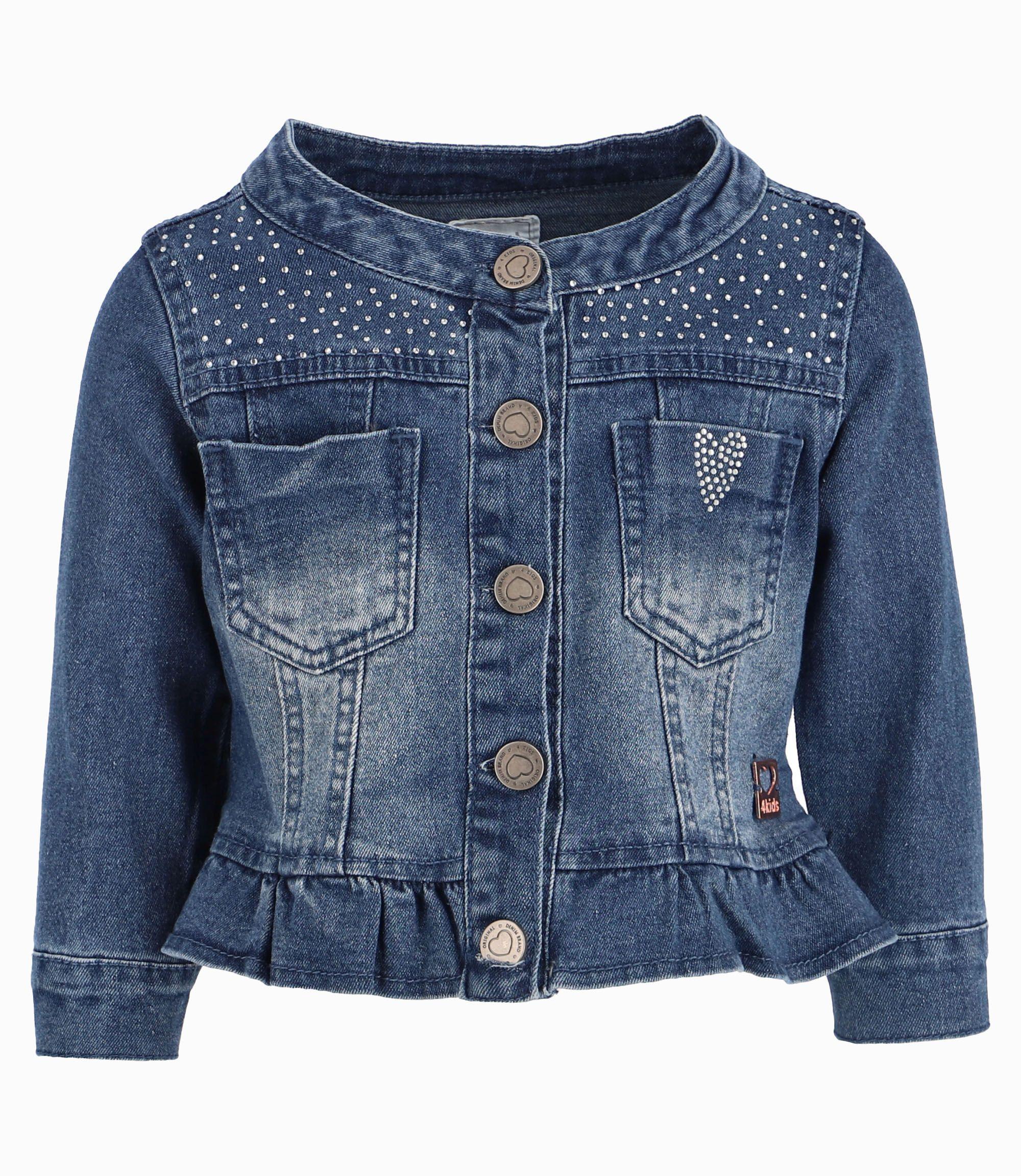 Chaqueta Con Cristales y Volantes Niña Algodón Denim Azul 4 Kids-0