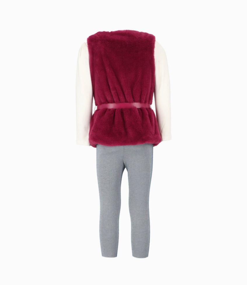 Conjunto niña de chaqueta, polera y calzas burdeo Limonada-1