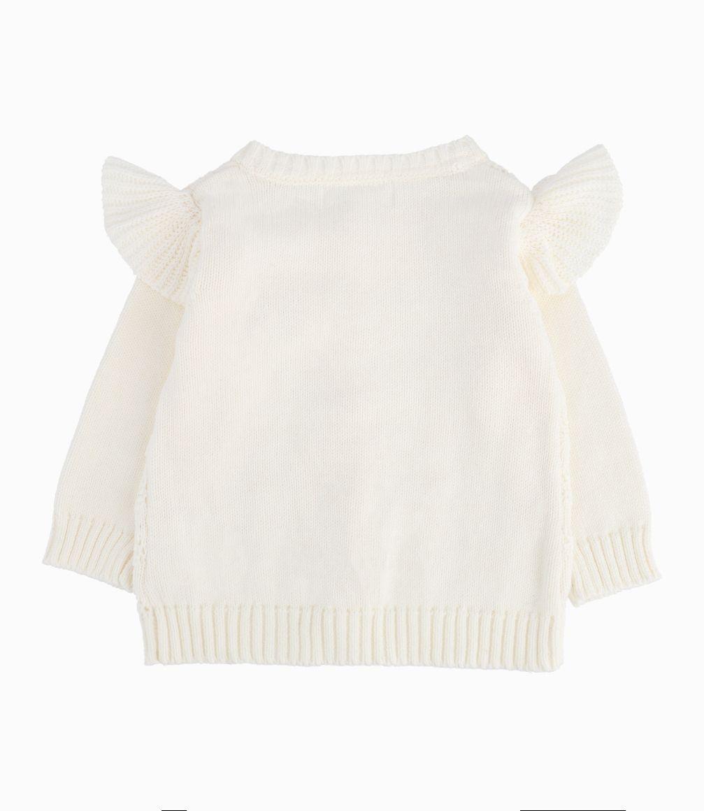 Chaleco Recién Nacida Tejido con Vuelos Limonada Crudo-2