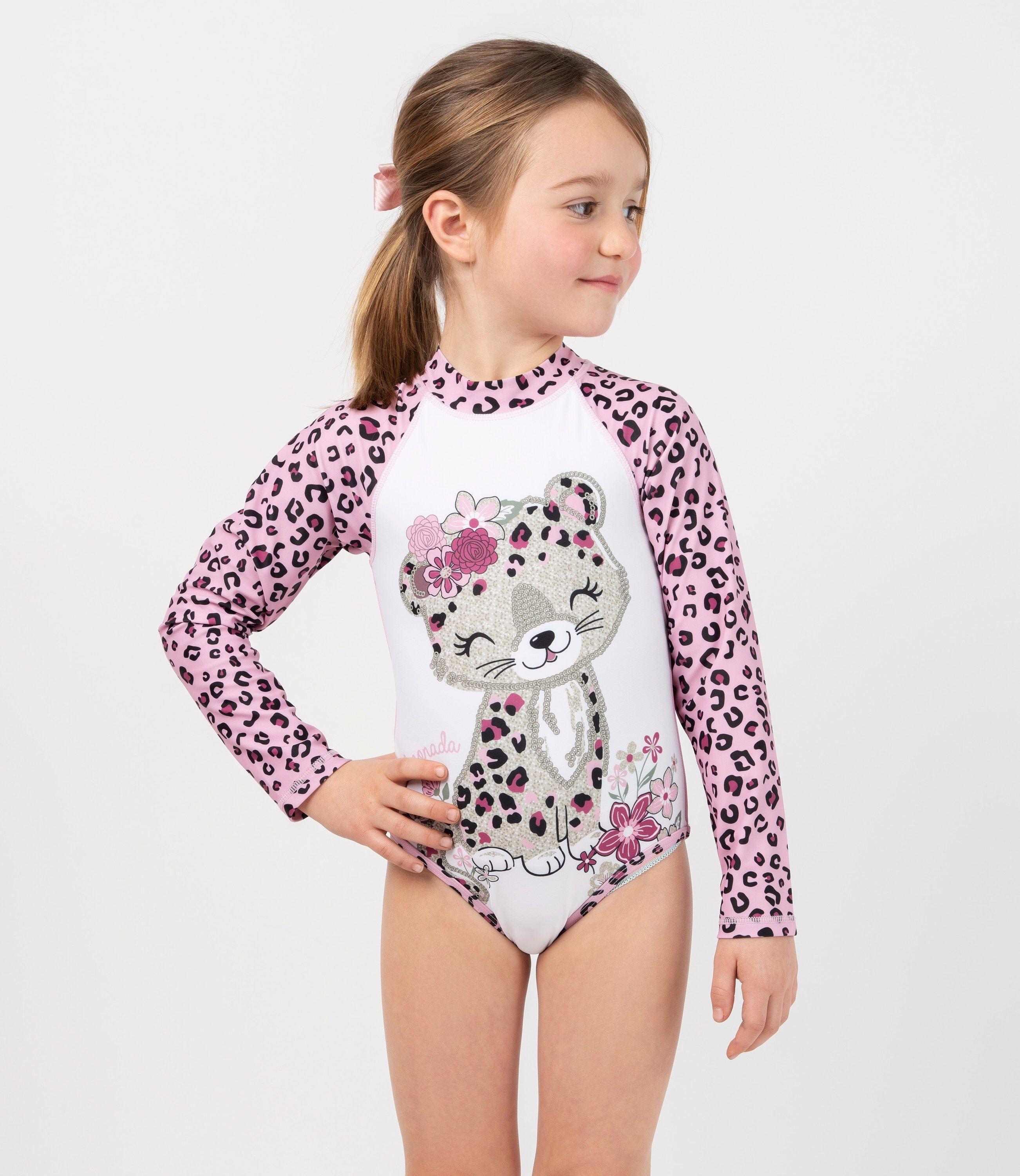 Traje de baño niña animal print palo rosa Limonada-0